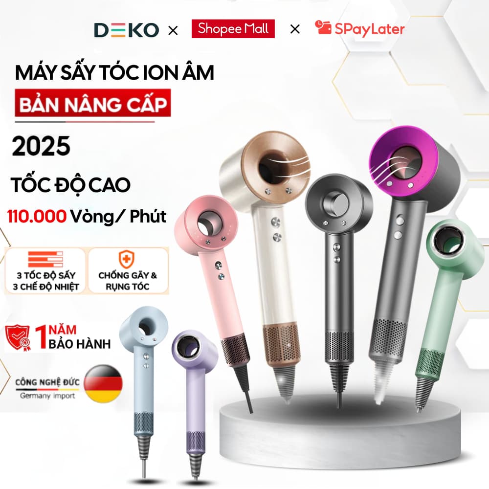 Máy Sấy Tóc Ion Âm 2 Chiều Nóng Lạnh Chăm Sóc Tóc Tốc Độ, Có 3 Chế Độ Sấy, Tặng Kèm Đầu Sấy Tạo Kiểu